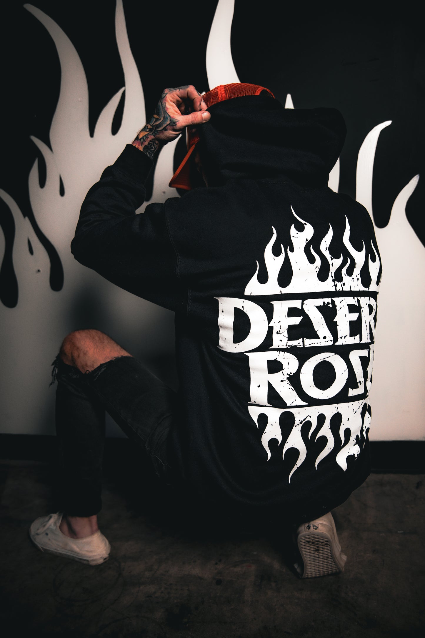 Black "Flame On" Hoodie