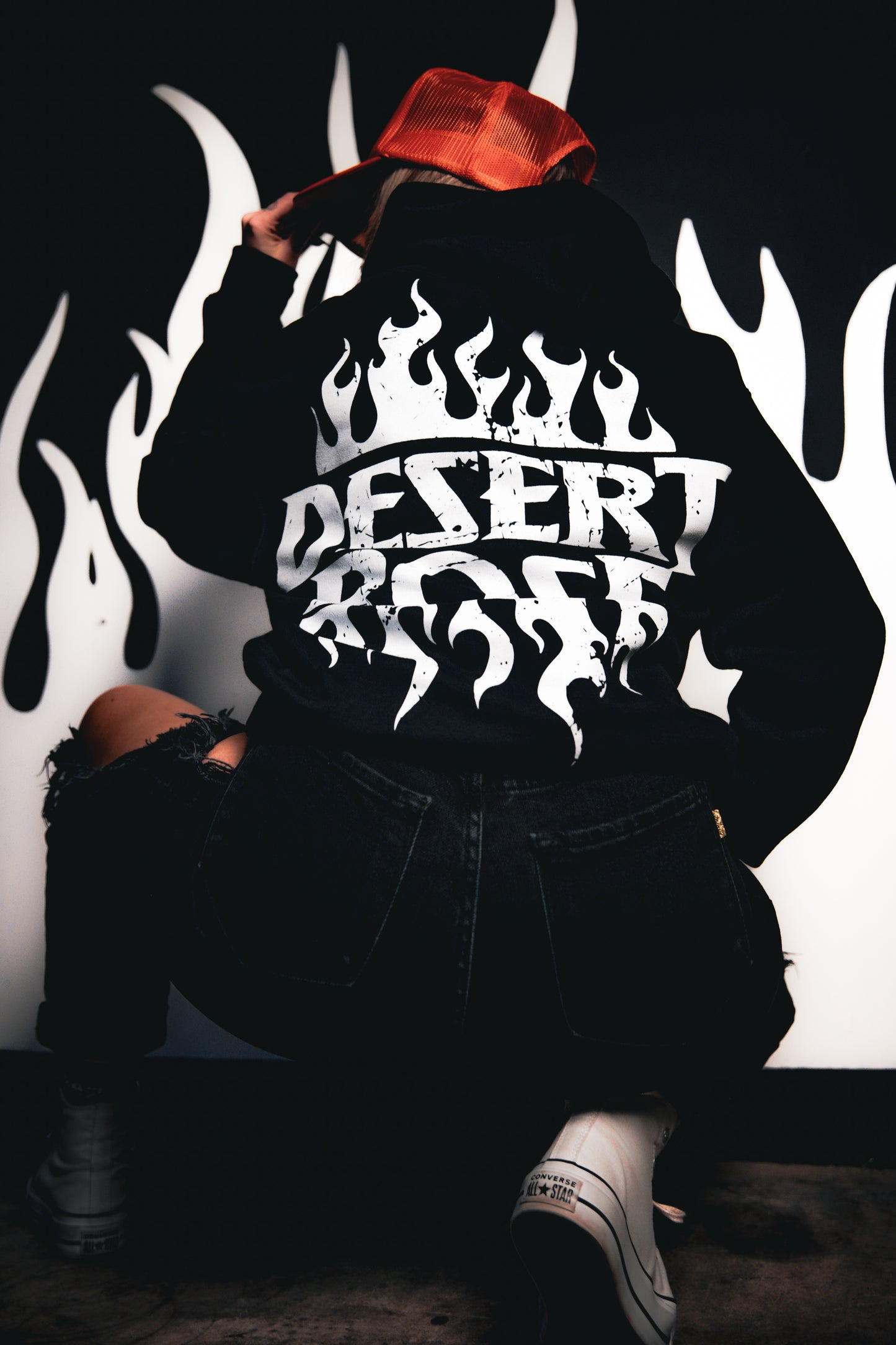 Black "Flame On" Hoodie