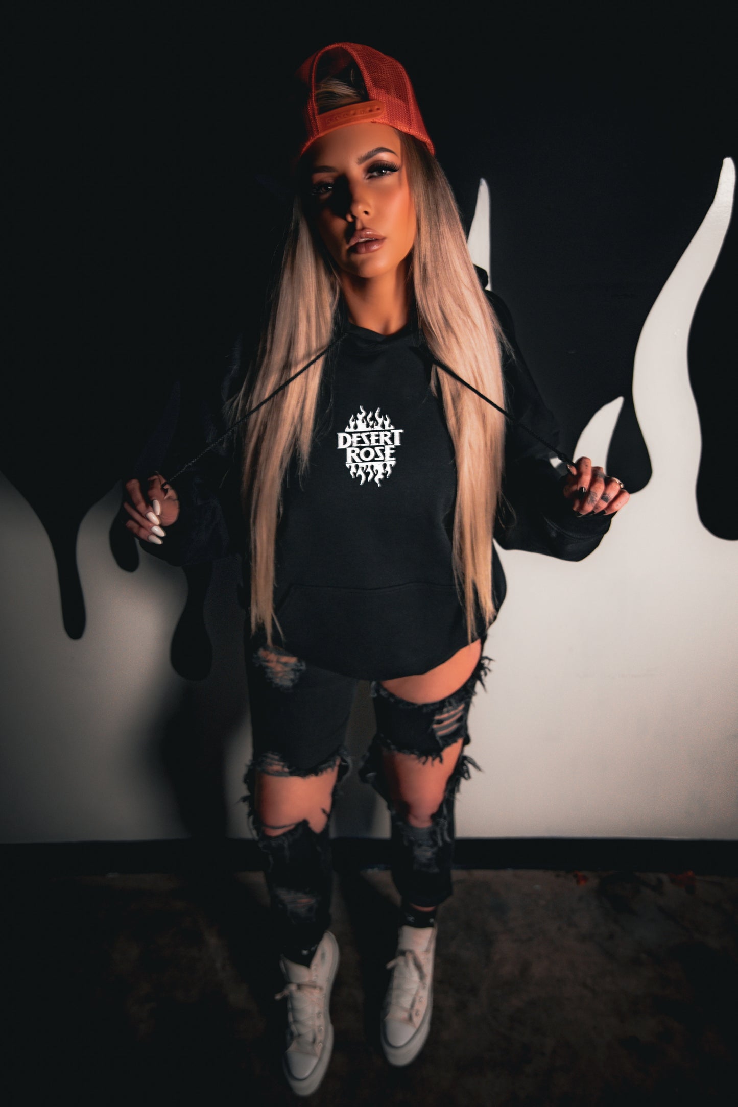 Black "Flame On" Hoodie