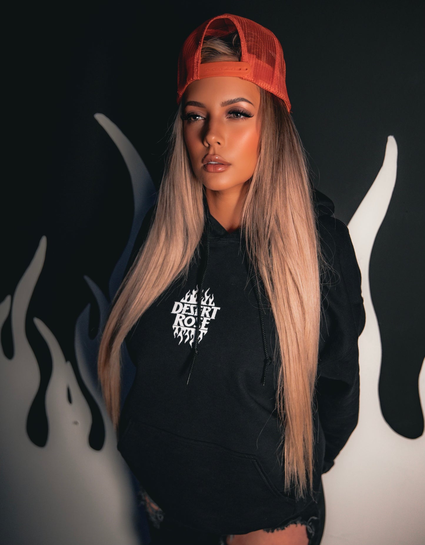 Black "Flame On" Hoodie