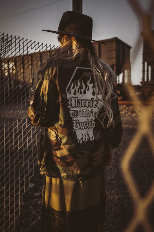 MARRIED TIL BURIED ARMY JACKET (large oversized fit)